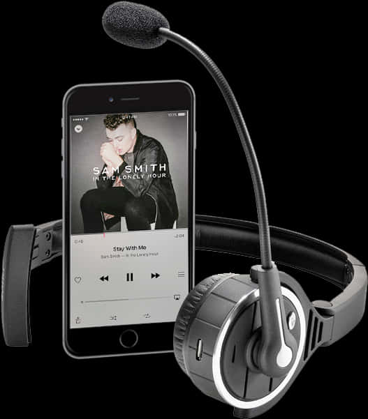 Smartphone Music Headset Setup PNG Image