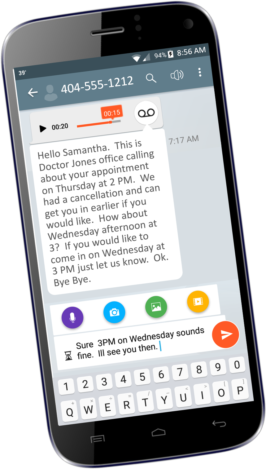 Smartphone Texting Appointment Confirmation PNG Image