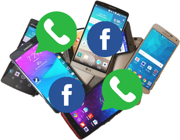 Smartphoneswith Social Media Icons PNG Image