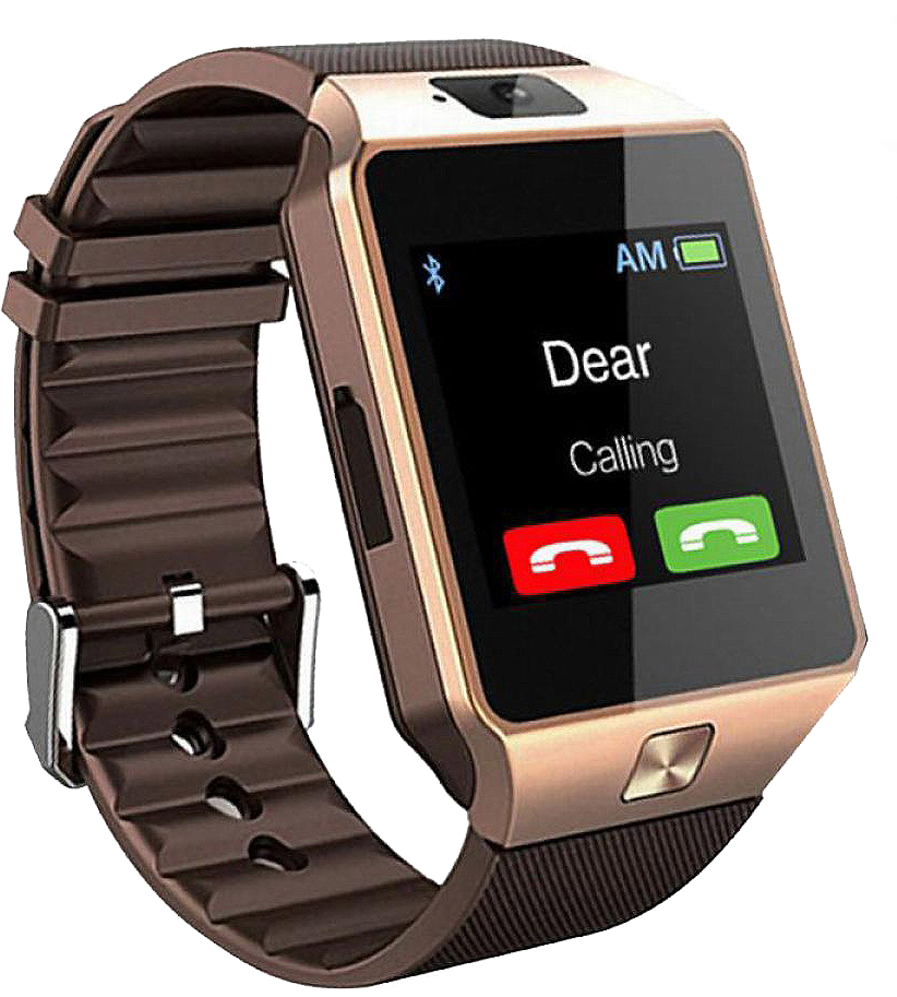 Smartwatch Calling Feature Brown Strap PNG Image