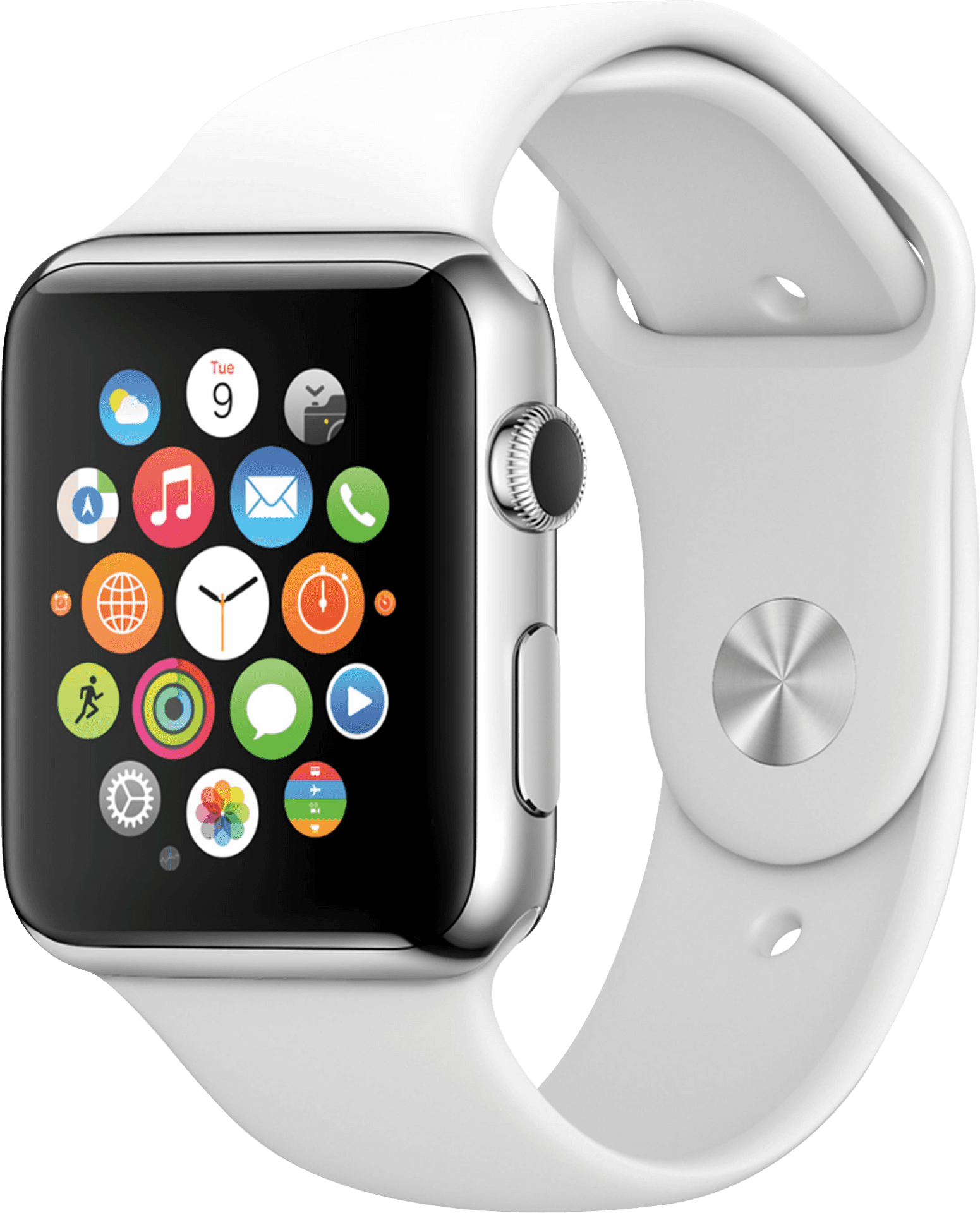 Smartwatch Display Apps White Band PNG Image