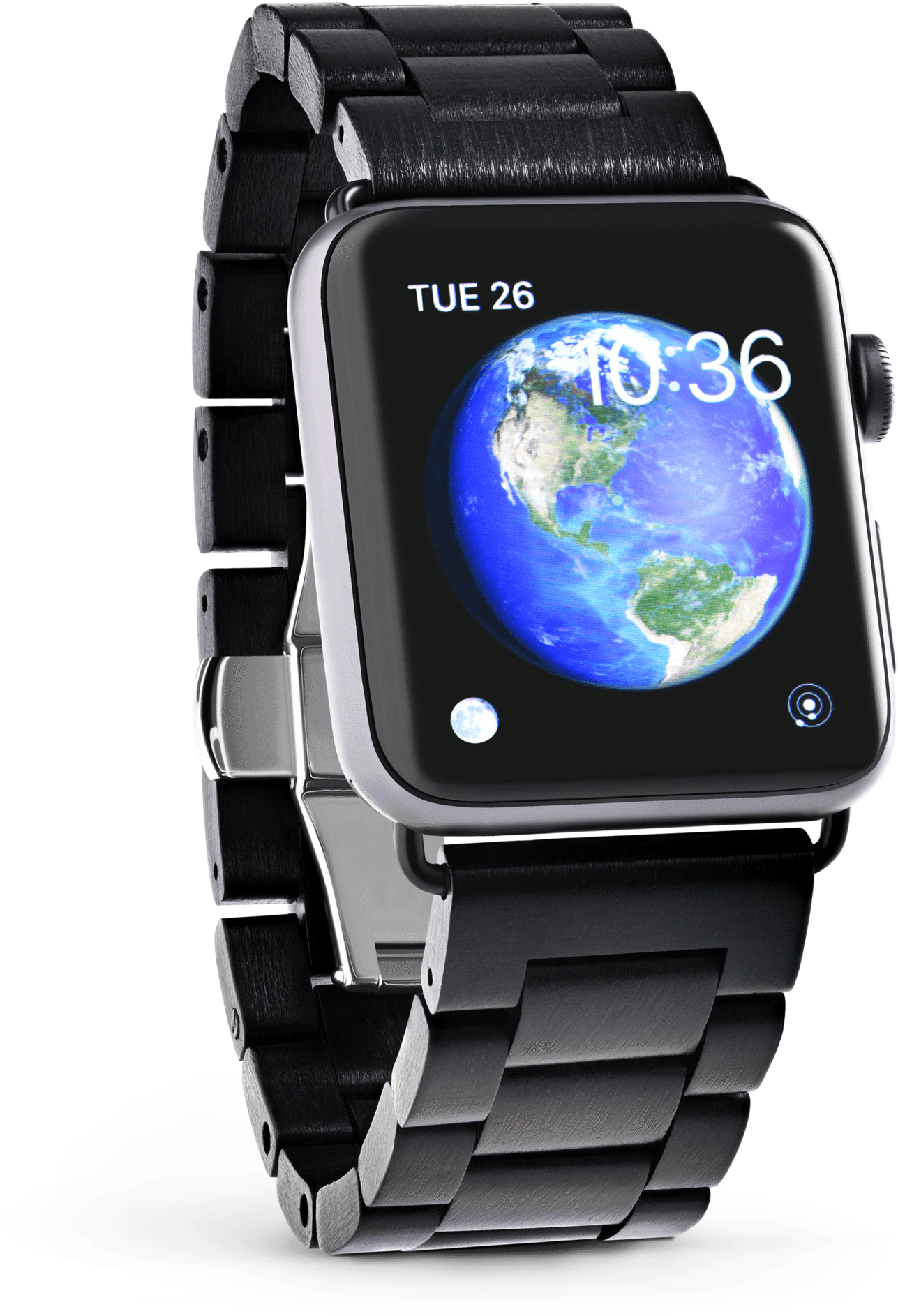 Smartwatchwith Black Link Bracelet PNG Image