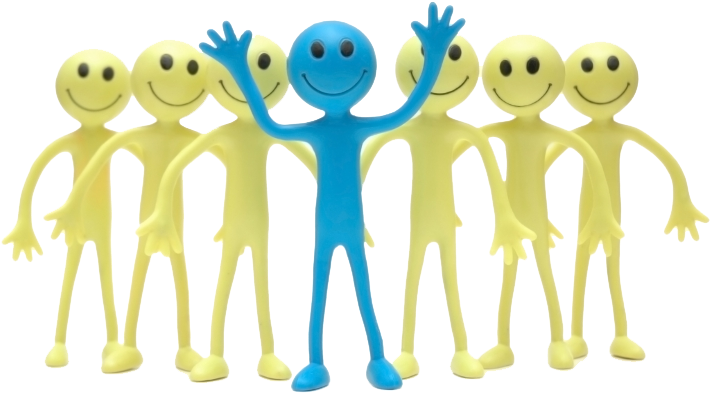 Smiley Figures Standing Out Blue PNG Image