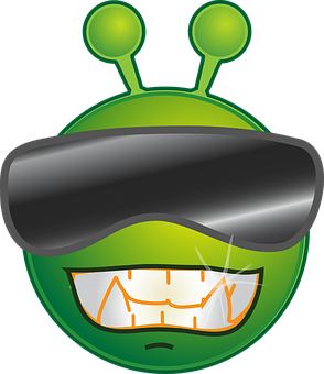 Smiling Alien Emoji Graphic PNG Image