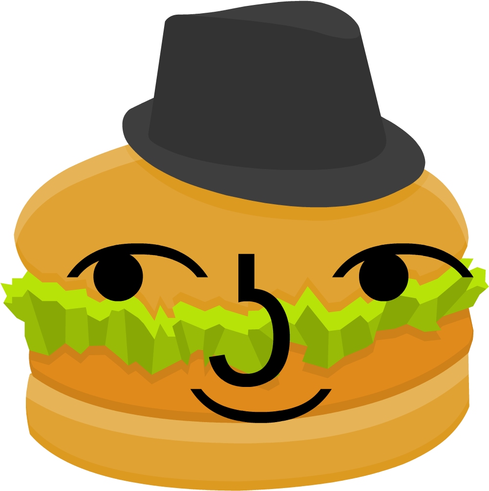 Smiling Burger Characterwith Hat PNG Image