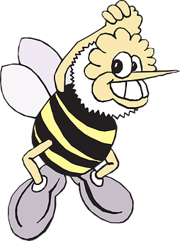 Smiling Cartoon Bee Graphic PNG Image