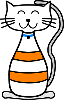 Smiling Cartoon Cat Illustration PNG Image