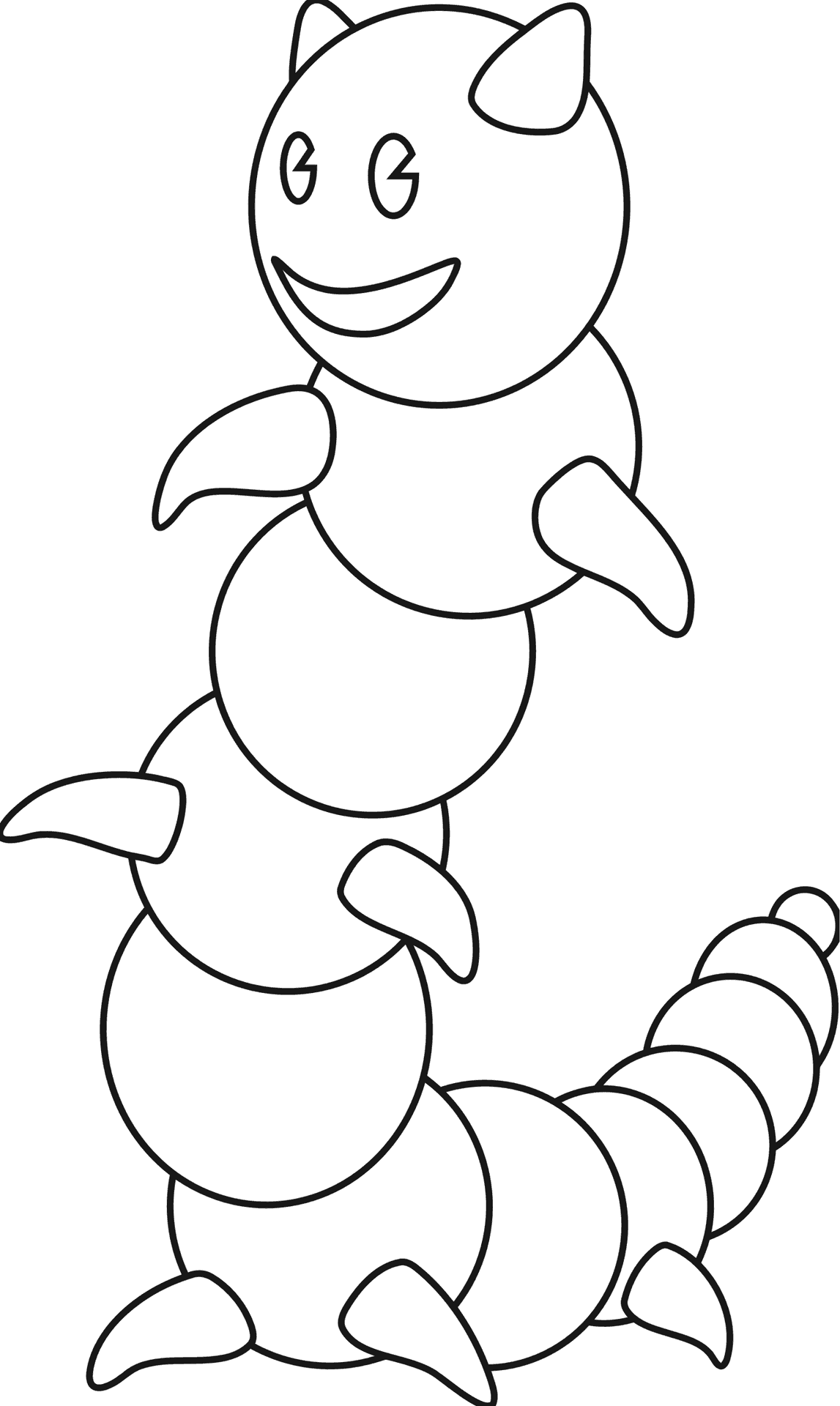 Smiling Cartoon Caterpillar PNG Image