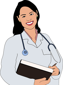 Smiling Cartoon Doctorwith Clipboard PNG Image