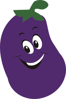 Smiling Cartoon Eggplant PNG Image