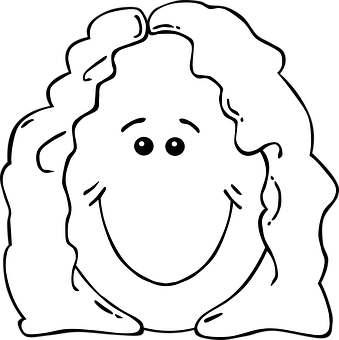 Smiling Cartoon Face Blackand White PNG Image