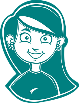 Smiling Cartoon Girl Outline PNG Image