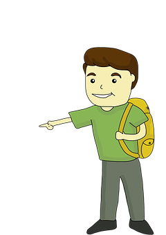 Smiling Cartoon Man With Backpack PNG Image