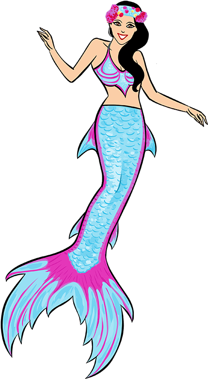 Smiling Cartoon Mermaid Illustration PNG Image