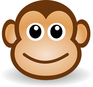 Smiling Cartoon Monkey Face PNG Image