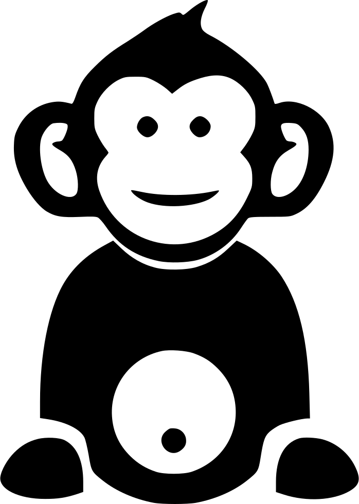 Smiling Cartoon Monkey Outline PNG Image