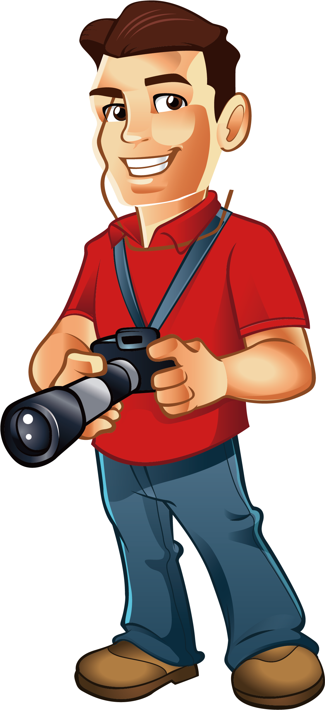 Smiling Cartoon Photographer PNG Image