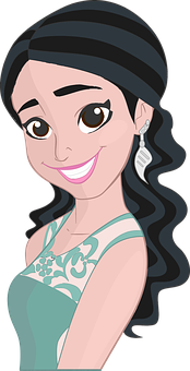 Smiling Cartoon Princess Portrait PNG Image