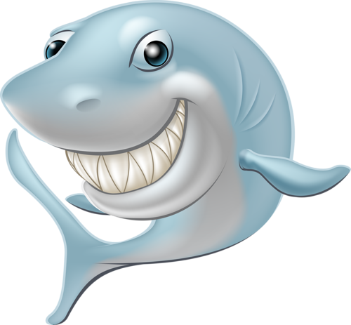 Smiling Cartoon Shark PNG Image