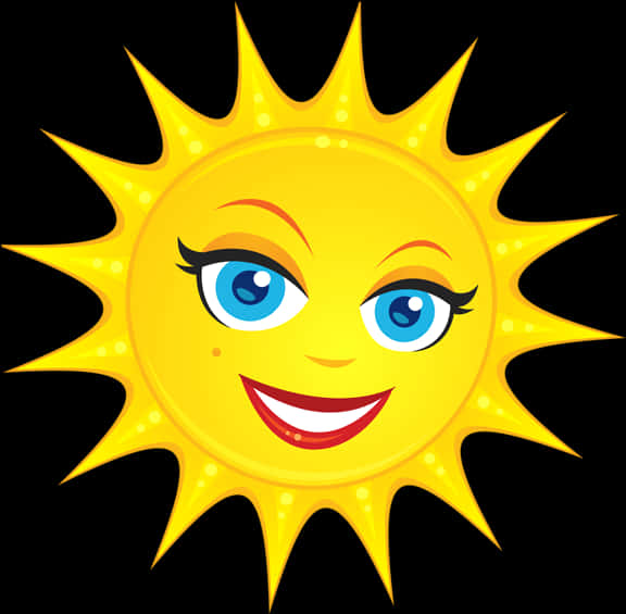 Smiling Cartoon Sun Transparent Background PNG Image