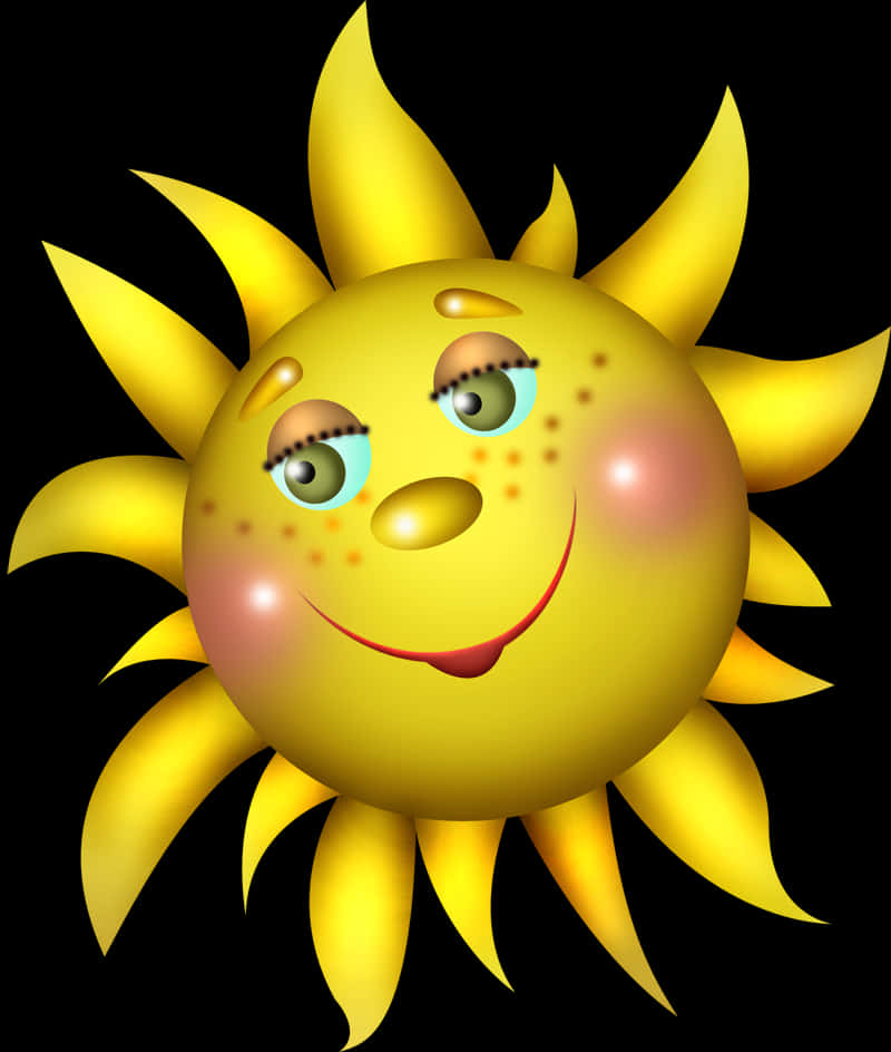 Smiling Cartoon Sun Transparent Background PNG Image