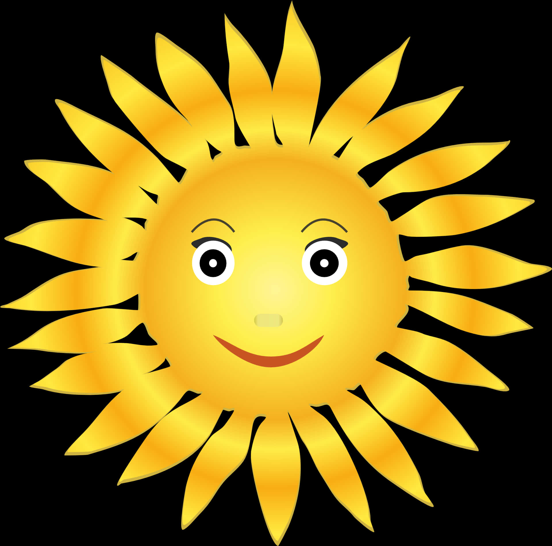 Smiling Cartoon Sun Transparent Background PNG Image