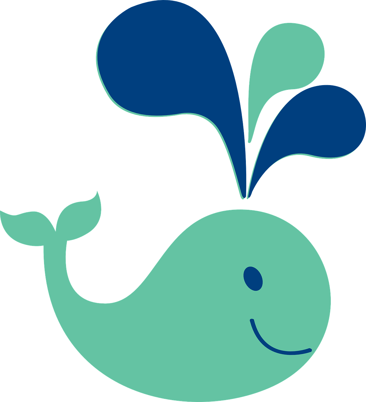 Smiling Cartoon Whale PNG Image