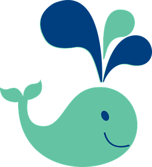 Smiling Cartoon Whale PNG Image