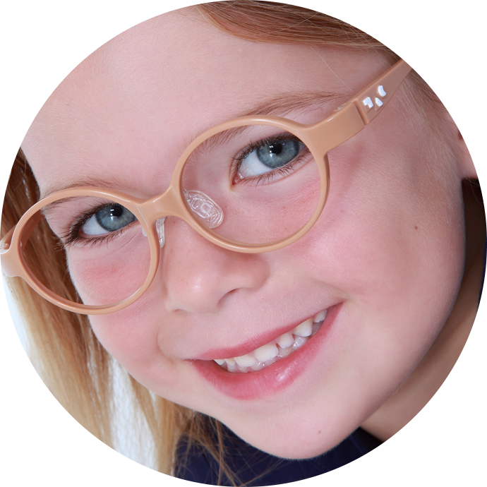 Smiling Childin Pink Eyeglasses PNG Image