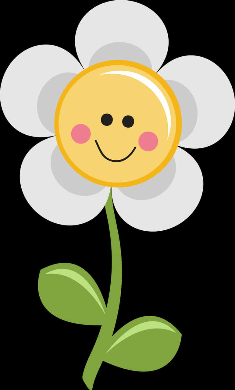 Smiling Daisy Cartoon Graphic PNG Image