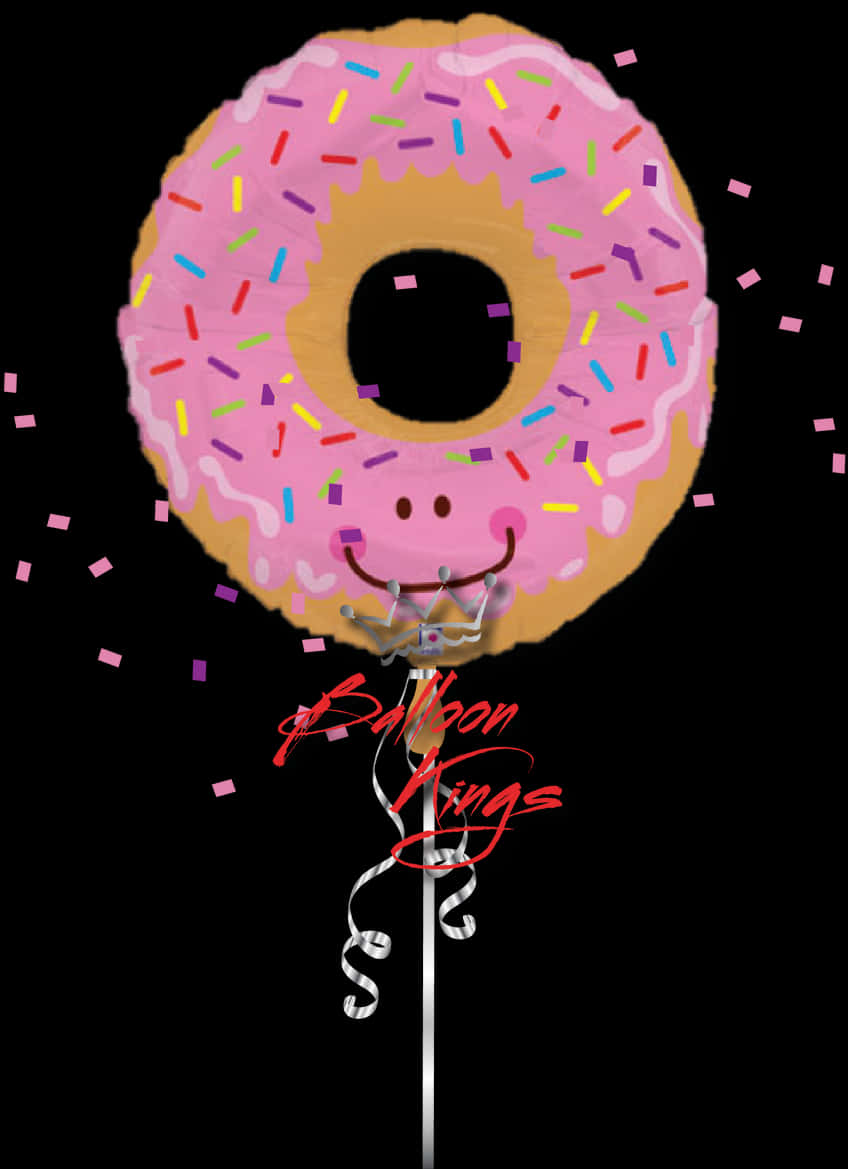 Smiling Donut Balloon Illustration PNG Image