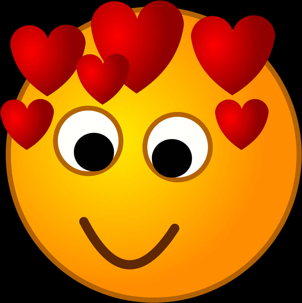 Smiling Emoji With Hearts PNG Image