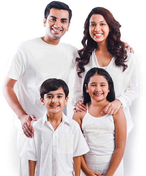 Smiling Family White Outfits PNG Image