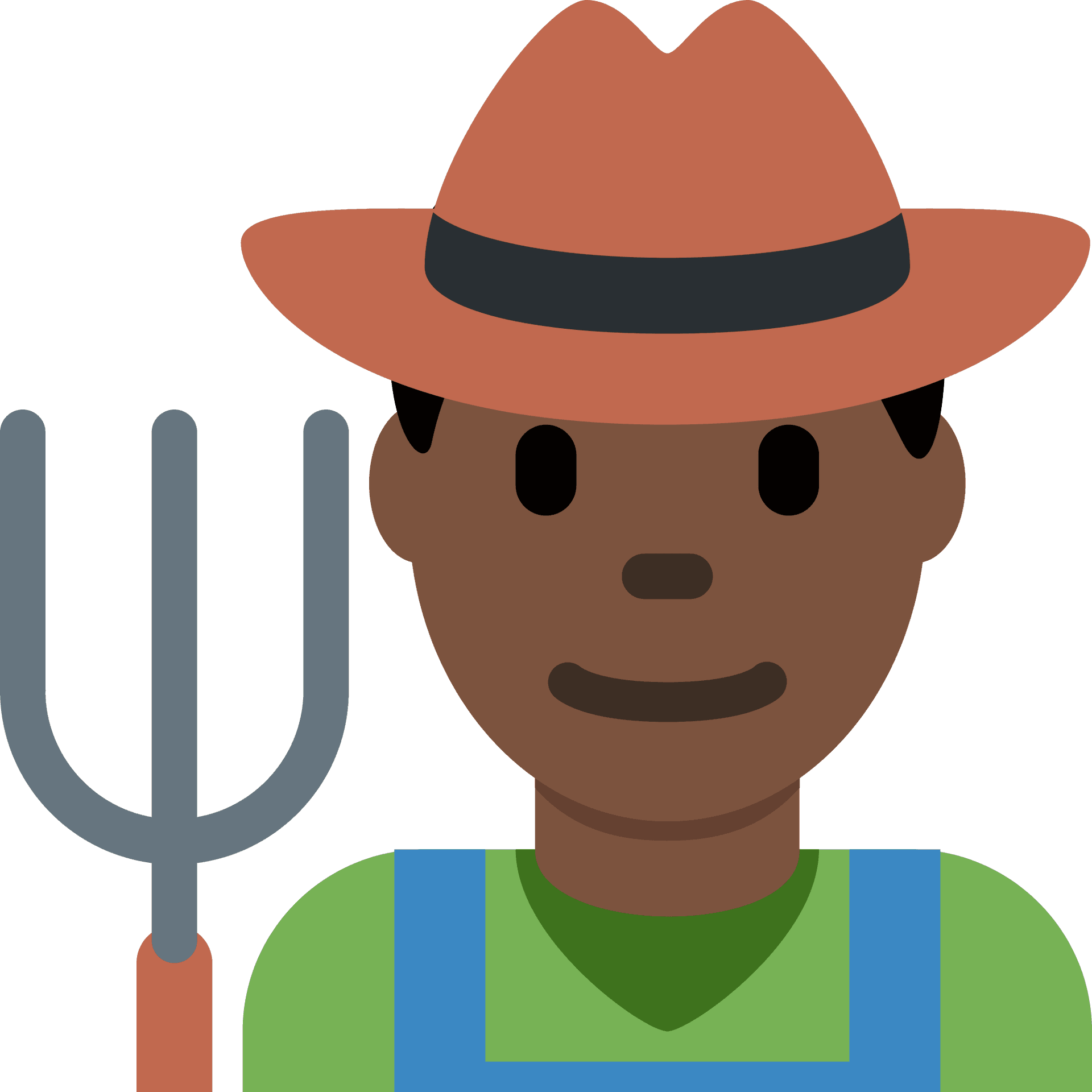 Smiling Farmer Emojiwith Hatand Pitchfork PNG Image