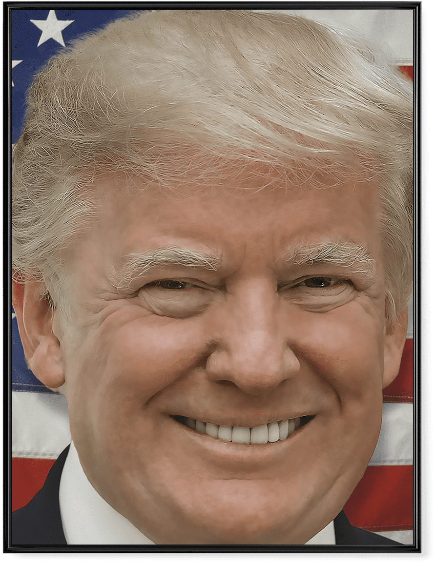 Smiling Figure Against American Flag Background PNG Image