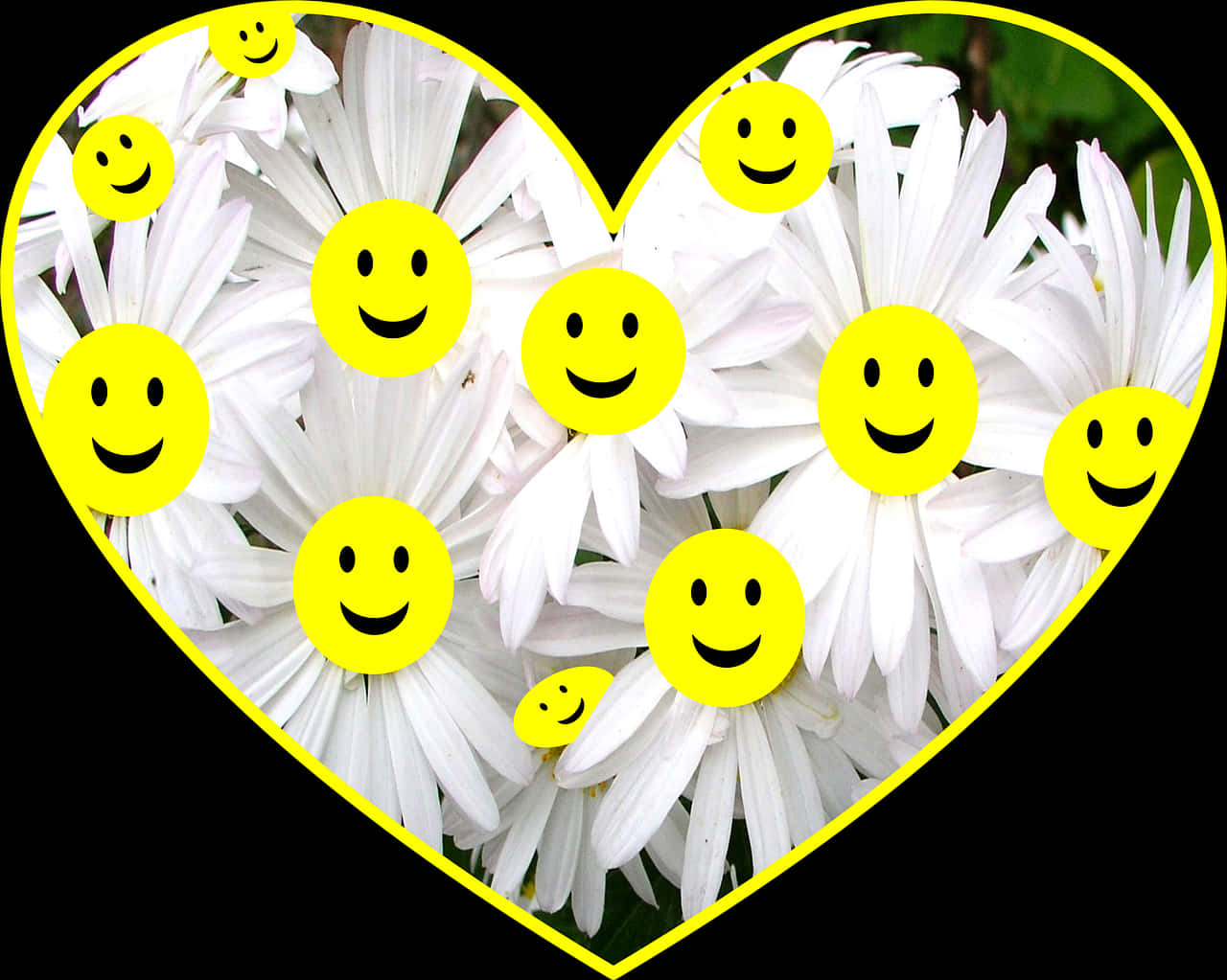 Smiling Flowersin Heart Shape PNG Image