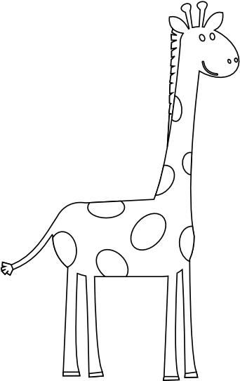 Smiling Giraffe Coloring Page PNG Image