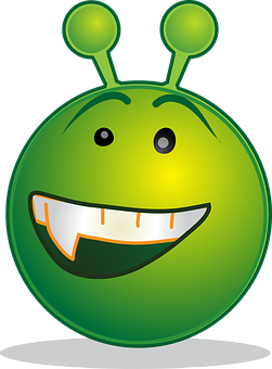 Smiling Green Alien Graphic PNG Image