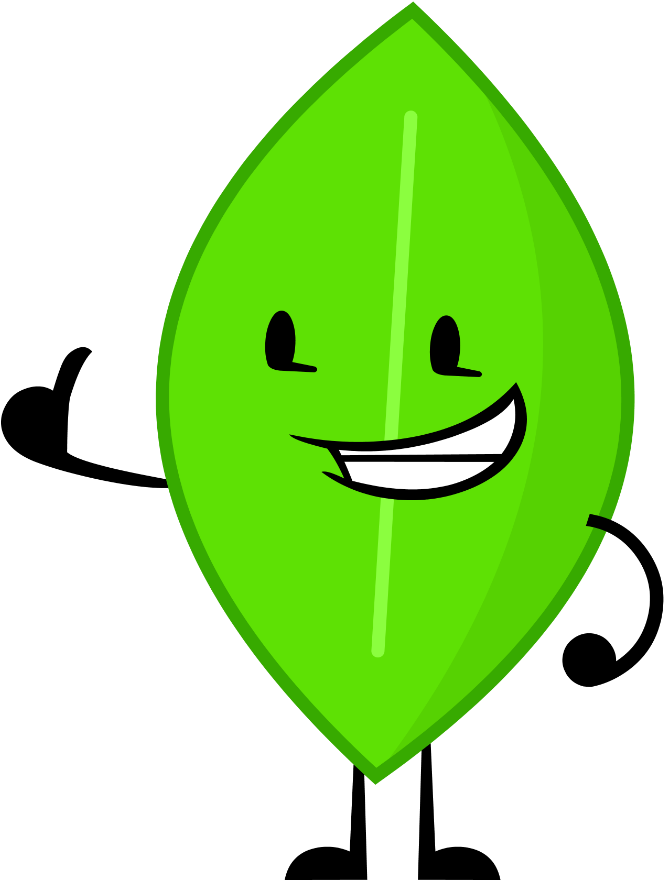 Smiling Green Leaf Character.png PNG Image