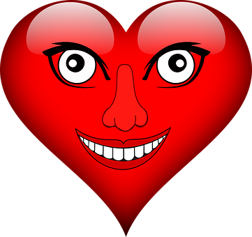 Smiling Heart Face Cartoon PNG Image