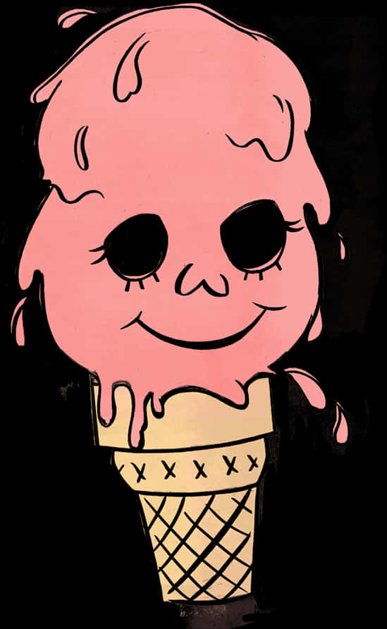 Smiling Ice Cream Cone Clipart PNG Image