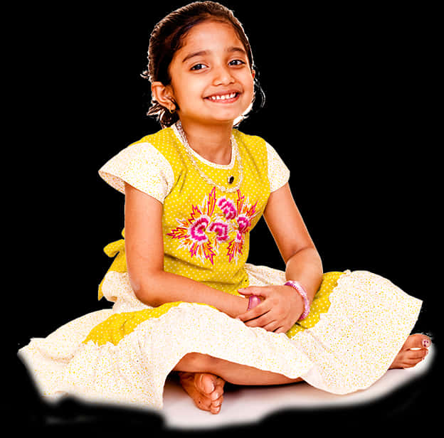 Smiling Indian Girlin Traditional Dress PNG Image