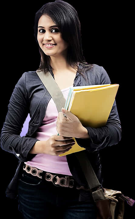 Smiling Indian Studentwith Books PNG Image