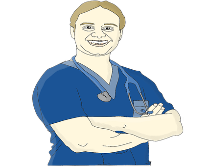 Smiling Male Nurse Cartoon PNG Image