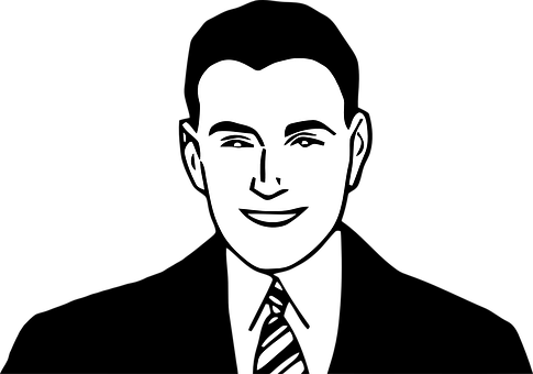 Smiling Man Blackand White Vector PNG Image