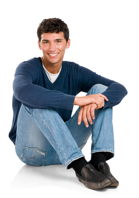 Smiling Man Seated Casually PNG Image