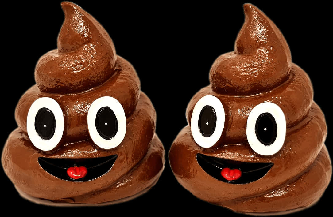 Smiling Poop Emoji Figurines PNG Image