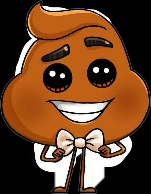 Smiling Poop Emoji With Bowtie PNG Image