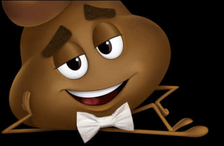 Smiling Poop Emojiwith Bow Tie PNG Image