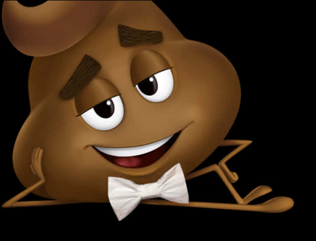 Smiling Poop Emojiwith Bowtie PNG Image